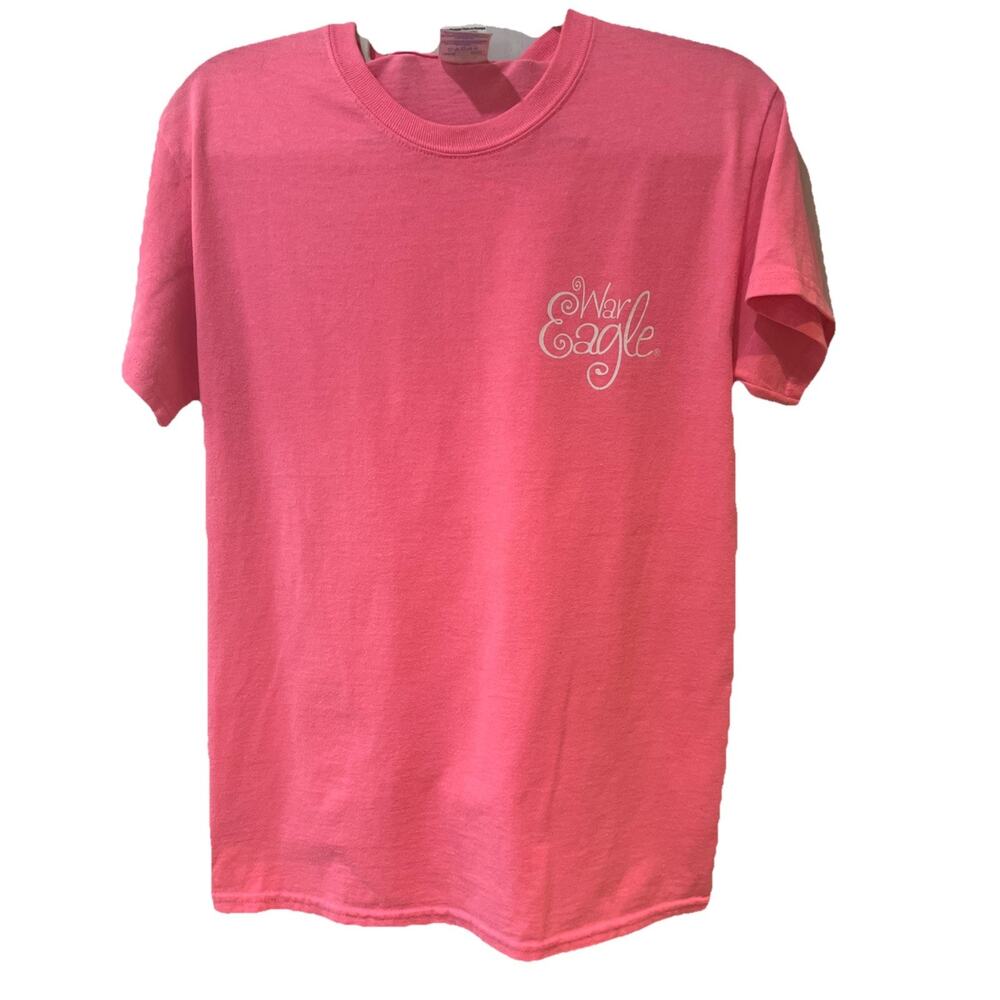 AUBURN Women’s War Eagle GILDAN Pink Short Sleeve Crew Neck T-Shirt Size SMALL